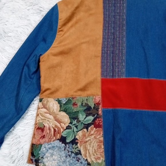 Vintage Koret Womens Jacket Blazer Blue Medium Lined Button Up Career Floral - Picture 7 of 15